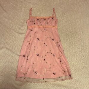 Pink Floral Embroidered Dress